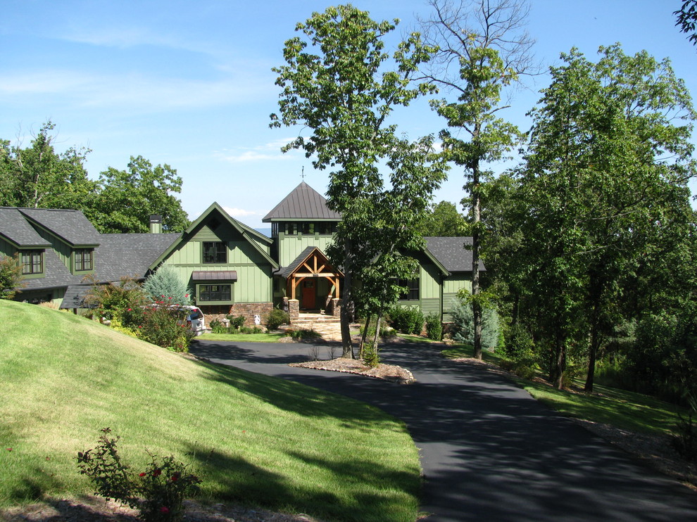 Inspiration for a country exterior in Atlanta with wood siding.