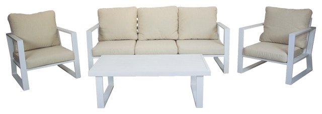 Outdoor 4-Piece Bolonia Furniture Set With 3-Seater Sofa, White