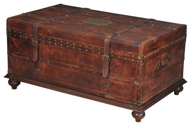 43 Long Gerardina Trunk Coffee Table, Trunk End Tables Leather