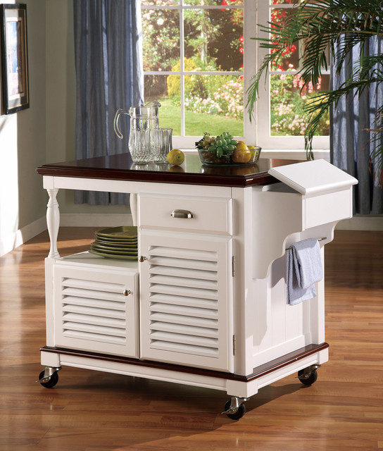 Coaster Kitchen Cart Merlot Or White Finish 910013