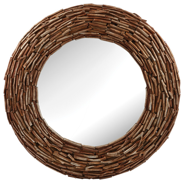 Round Twig Mirror Rustic Wall Mirrors by VaasuHomes
