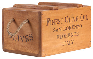 VINTAGE STYLE WOOD STORAGE CRATE DISPLAY CHEST BOX OLIVE OIL FLORENCE ITALY
