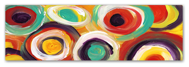 'Bright Bold Circles Panoramic' Canvas Art, 24