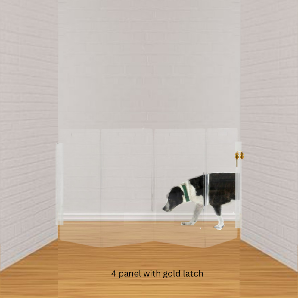 Clear Wall Attached Zig Zag Lucite Acrylic Pet Dog Gate Contemporary