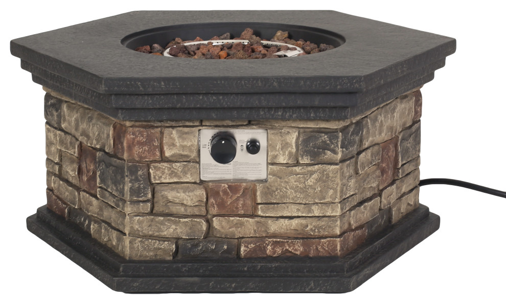 Troy Outdoor 40,000 BTU Octagonal Fire Pit, No Tank Holder Rustic