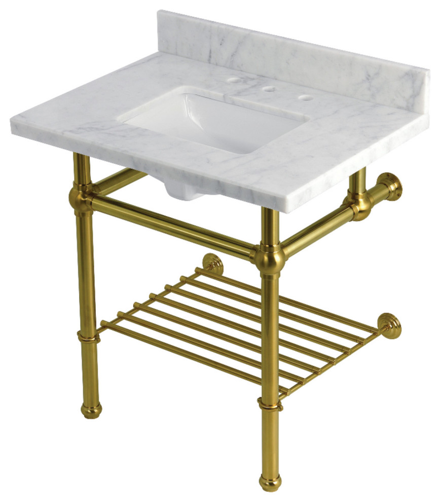 KVPB3030MBSQB7 30" Console Sink with Brass Legs (8", 3 Hole)