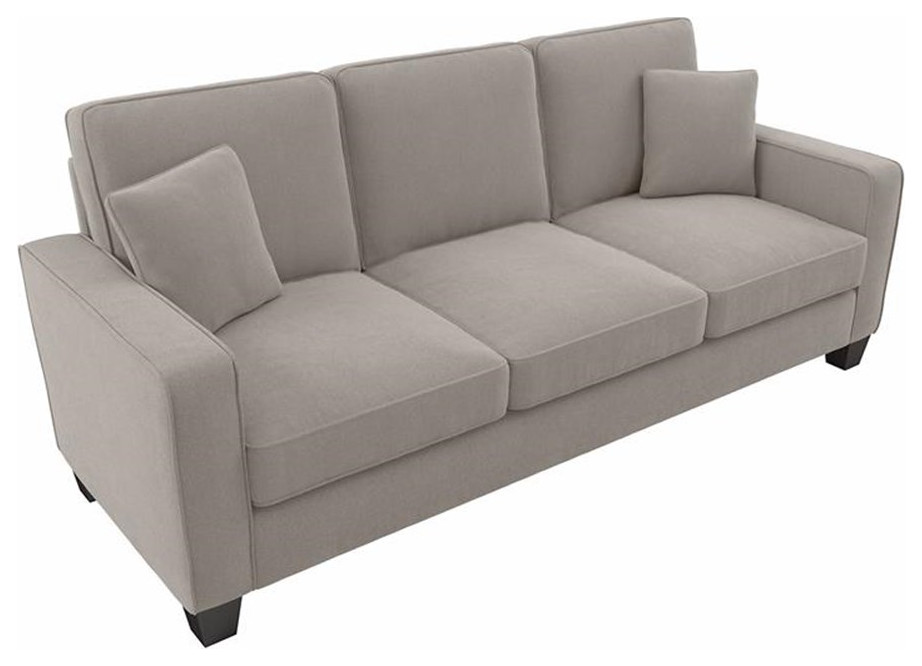 Stockton 85W Sofa in Beige Herringbone Fabric Sofas by Homesquare