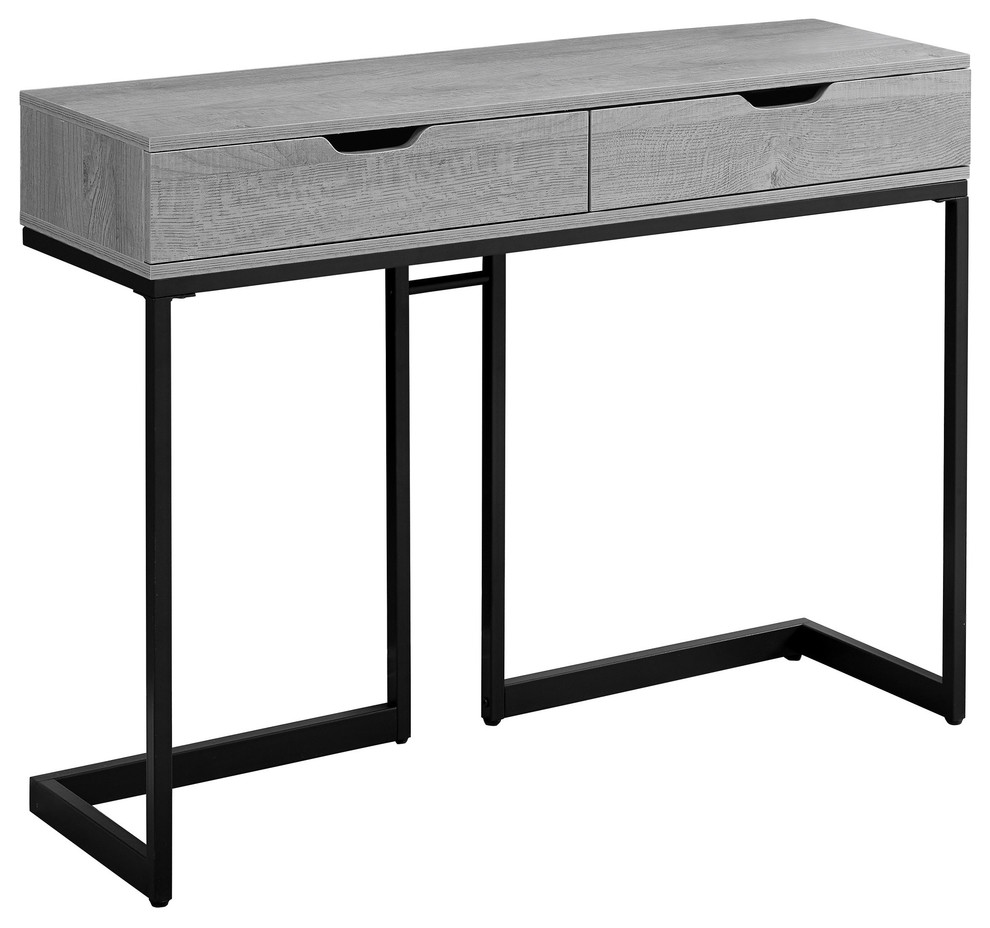 42" Accent Table, Gray/ Black Metal Hall Console