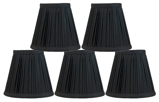 Urbanest Mushroom Pleated Chandelier Lamp Shades,3"x5"x4.5",Black,Set of 2