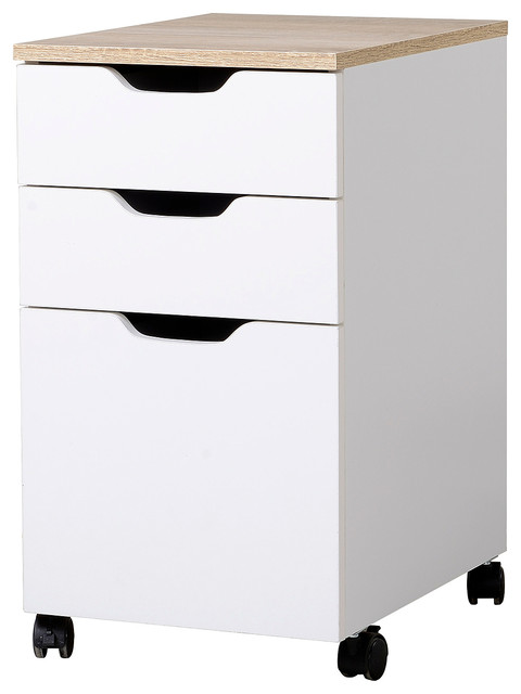 Homcom 3 Drawer Modern Rolling Storage Cabinet Office Supply