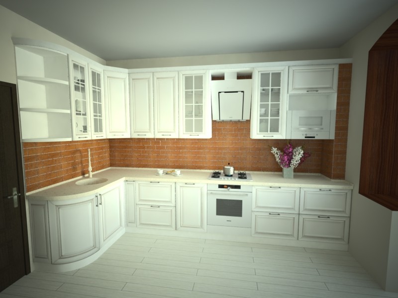 Кухня с фасадами из массива в стиле городская классика