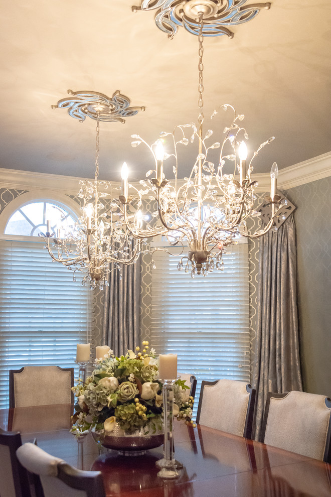 Inspiration for a mid-sized transitional carpeted and beige floor enclosed dining room remodel with beige walls