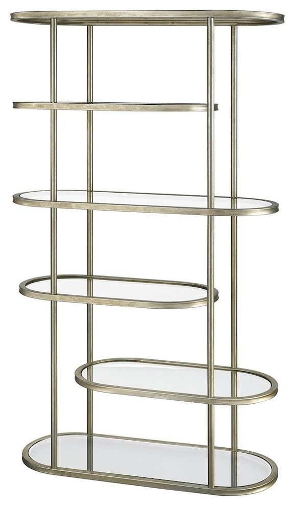 Stacked Gold Leaf Storage Bookcase Shelf Bookshelf Transitional Bookcases by House