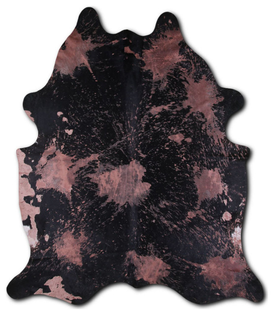 ACID WASHED HAIR ON Cowhide Rug DE DISTRESSED BROWN, 5'x7' to 6'x8