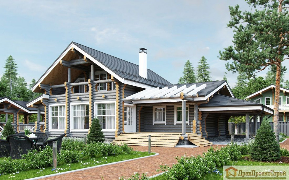 Дом из оцилиндрованных бревен 197,03м². Размеры 16800 х 10200. Проект № 304