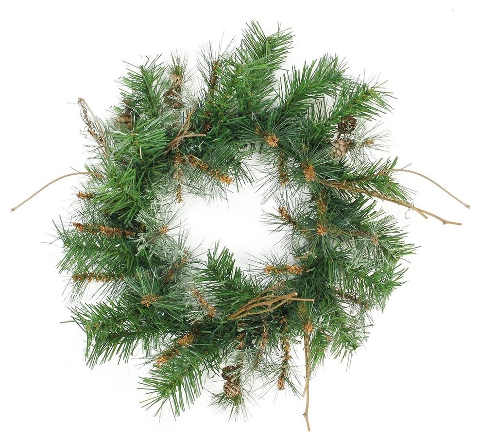 24 Vickerman Metal Mix Tinsel Artificial Wreath with 50 Clear Mini-Lights