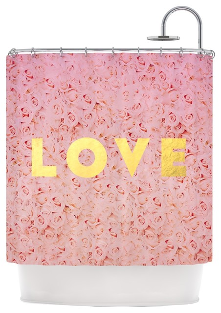 Leah Flores "Love Roses" Pink Flowers Shower Curtain