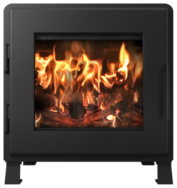 Nova Wood Stove, Satin Black Modern Freestanding Stoves by MF