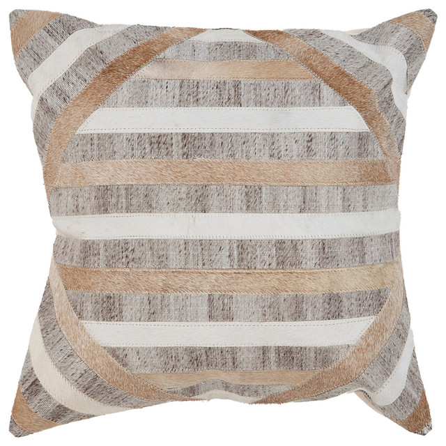 Textured Faux Fur Natural Throw Pillow