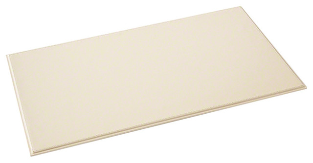 Classic Minimalist Ivory Cream Leather Desk Blotter Pad Office