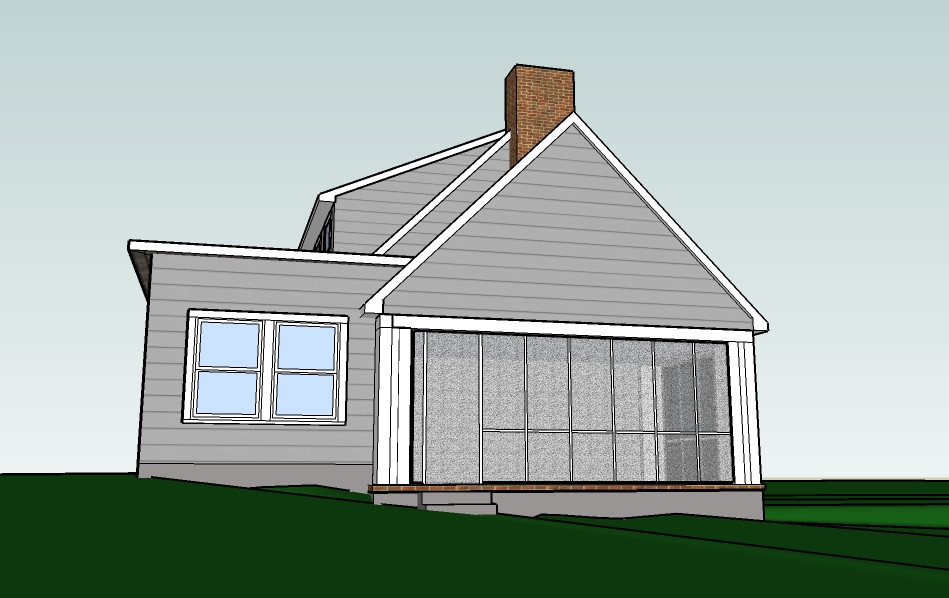 White three-story vinyl house exterior photo with a shingle roof