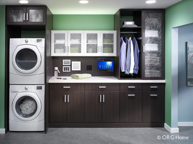 Transitional laundry room in Detroit.