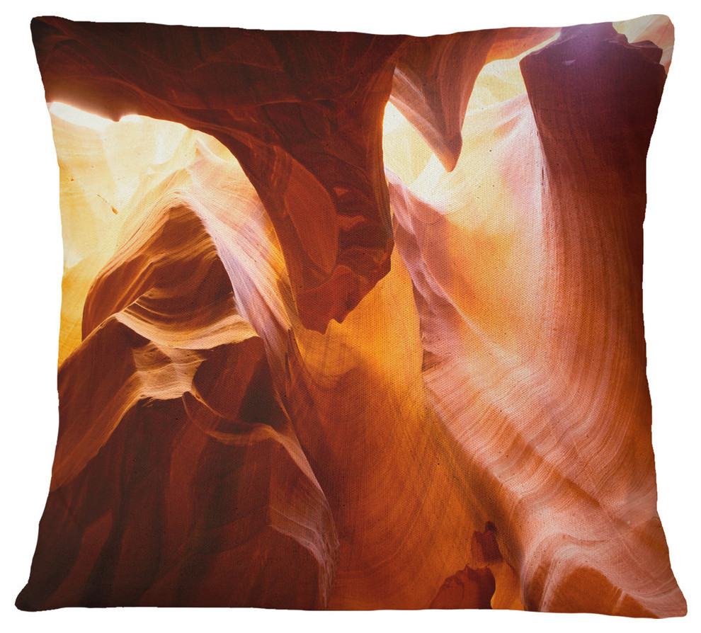 Yellow Antelope Canyon Landscape Photo Throw Pillow, 16"x16"
