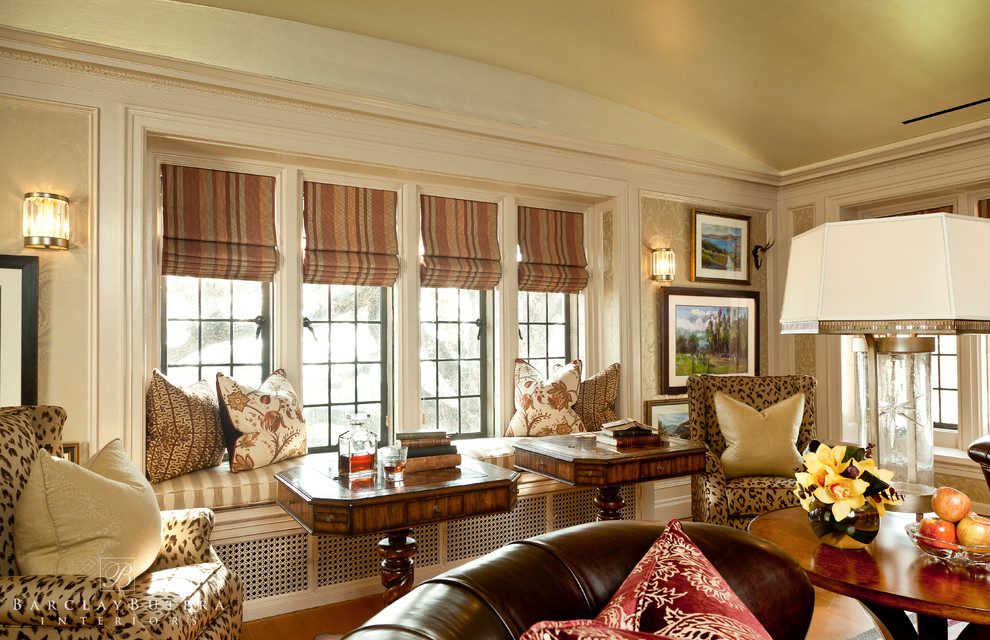 Traditional formal living room in Orange County with medium hardwood floors.