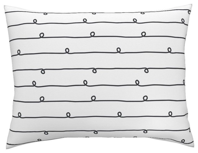 Big Black Stripes And Loops On White White Scandinavian Cotton