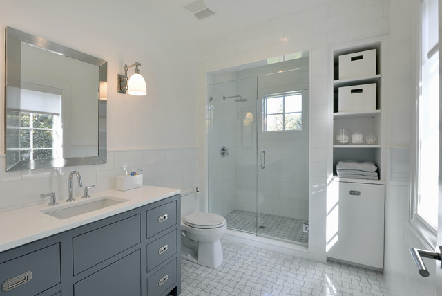 Contemporary Shingle Colonial transitional-bathroom