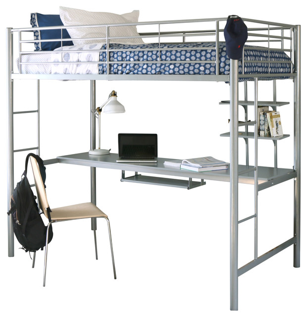 Tempo Twin Size Workstation Loft Bed Silver