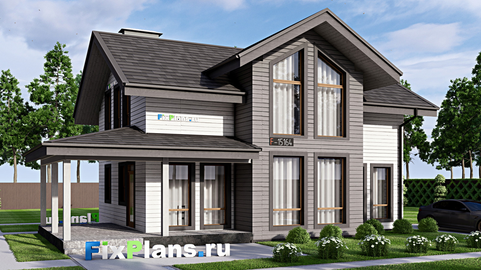 Проект дома с мансардой 11х15 м S159м2 F-15164