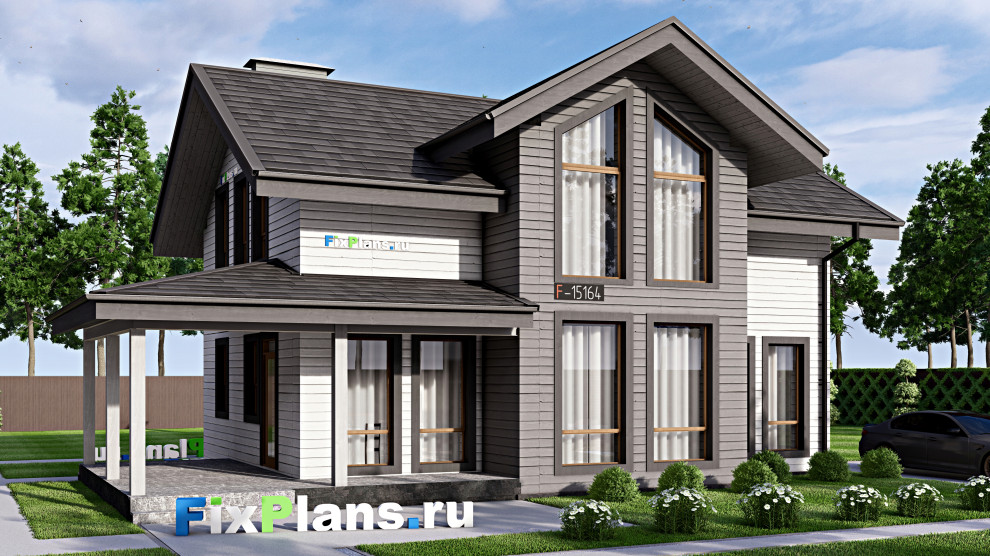 Проект дома с мансардой 11х15 м S159м2 F-15164