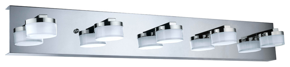 5x4.5W LED Wall Light w/ Chrome Finish & Clear / Satin Plastic Bulb Shade Covers