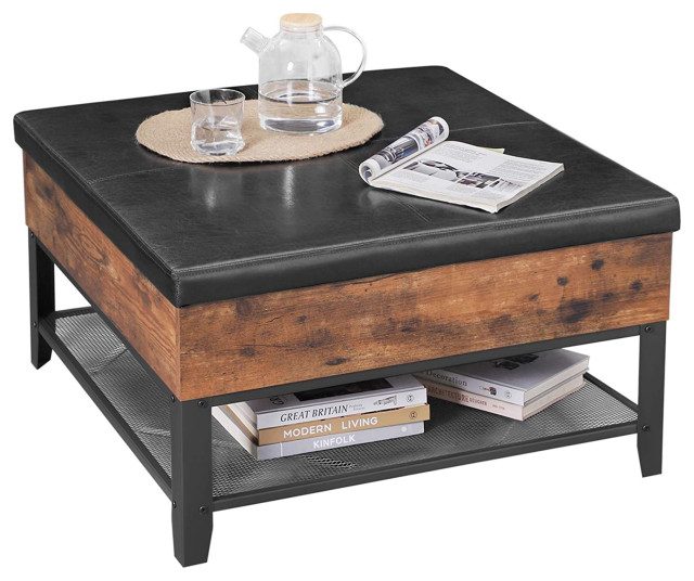 VASAGLE COPADION Ottoman Coffee Table, Square Cocktail Table With