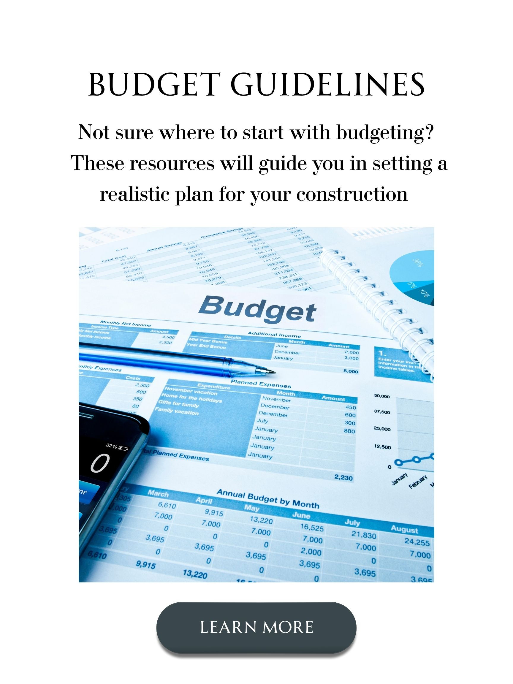 BUDGET GUIDELINES HOME CONSTRUCTION