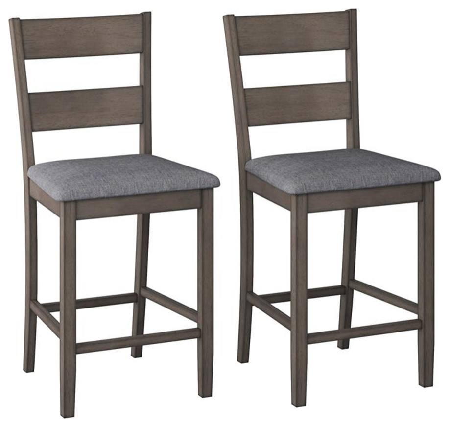 Atlin Designs Washed Gray Wood Counter Height Dining Chair (Set of 2