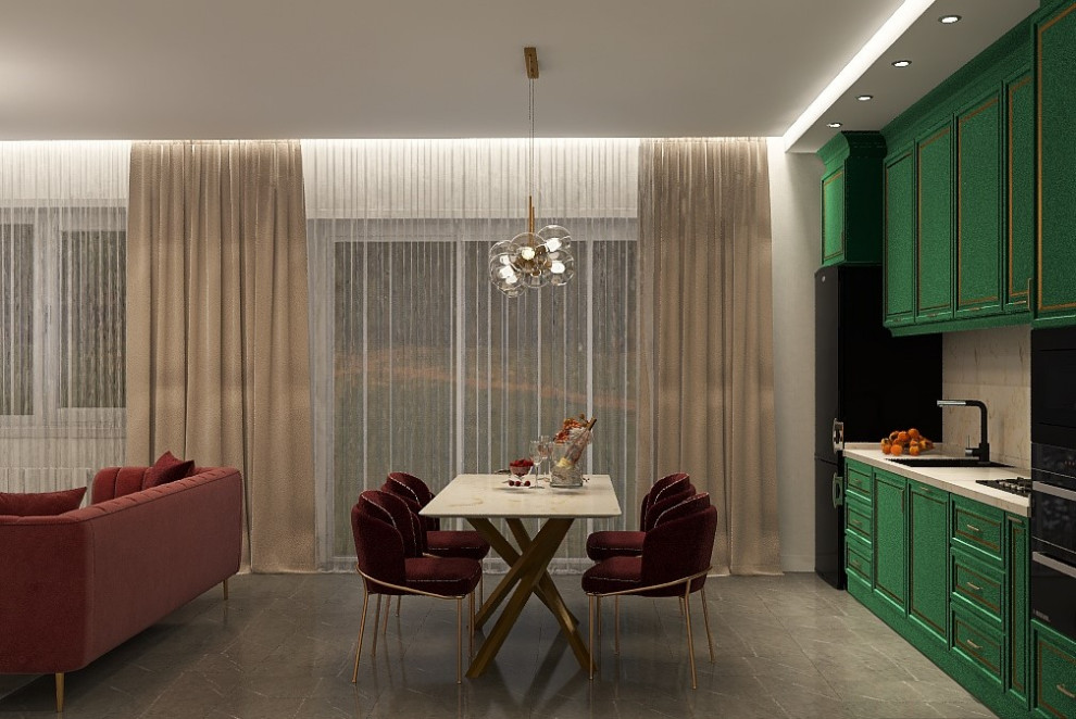 Кухня - гостиная в стиле ар деко