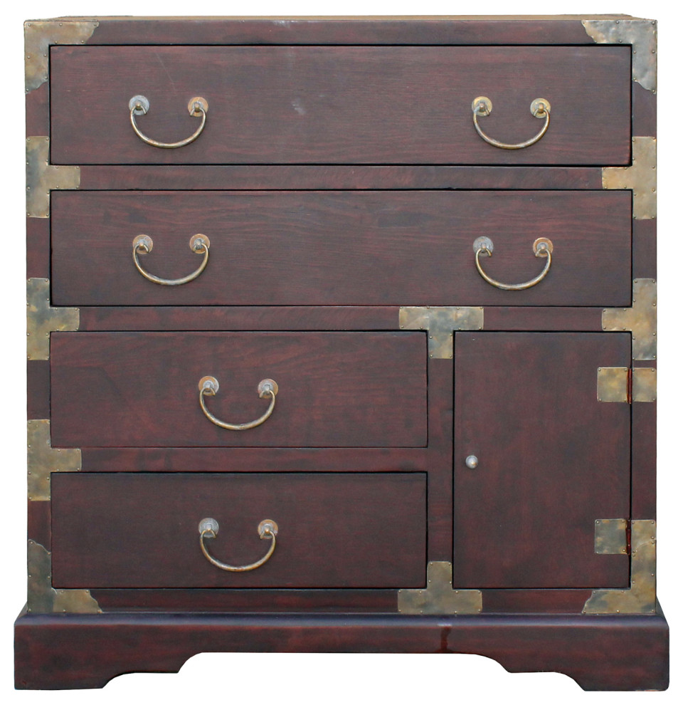 Oriental Asian Metal Hardware Chest of Drawers Hws473 Asian