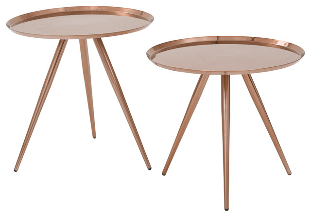 OSP Tiffany Side Tables, Copper Plated, Set of 2