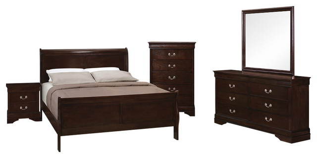 Coaster Louis Philippe 5 Piece Full Size Bedroom Set Warm Brown