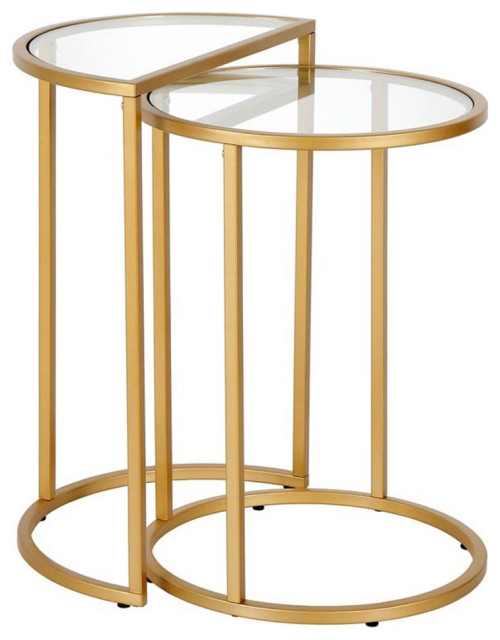Maklaine MidCentury Brass Nested Side Table Set Side Tables And End
