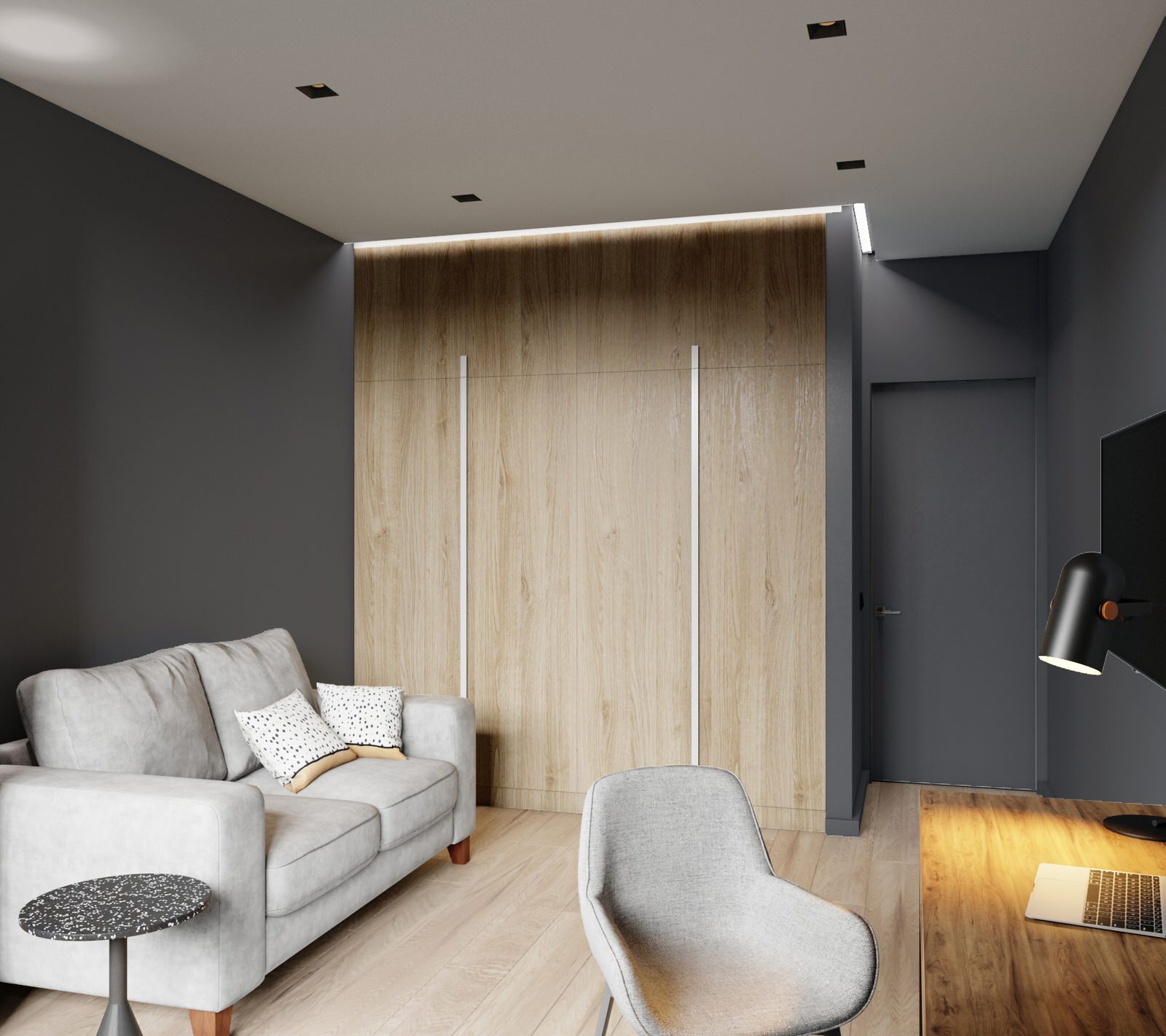 Гостевая в серых цветах