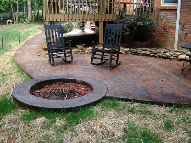 Stamped Concrete Patio With Fire Pit Traditional Patio Other