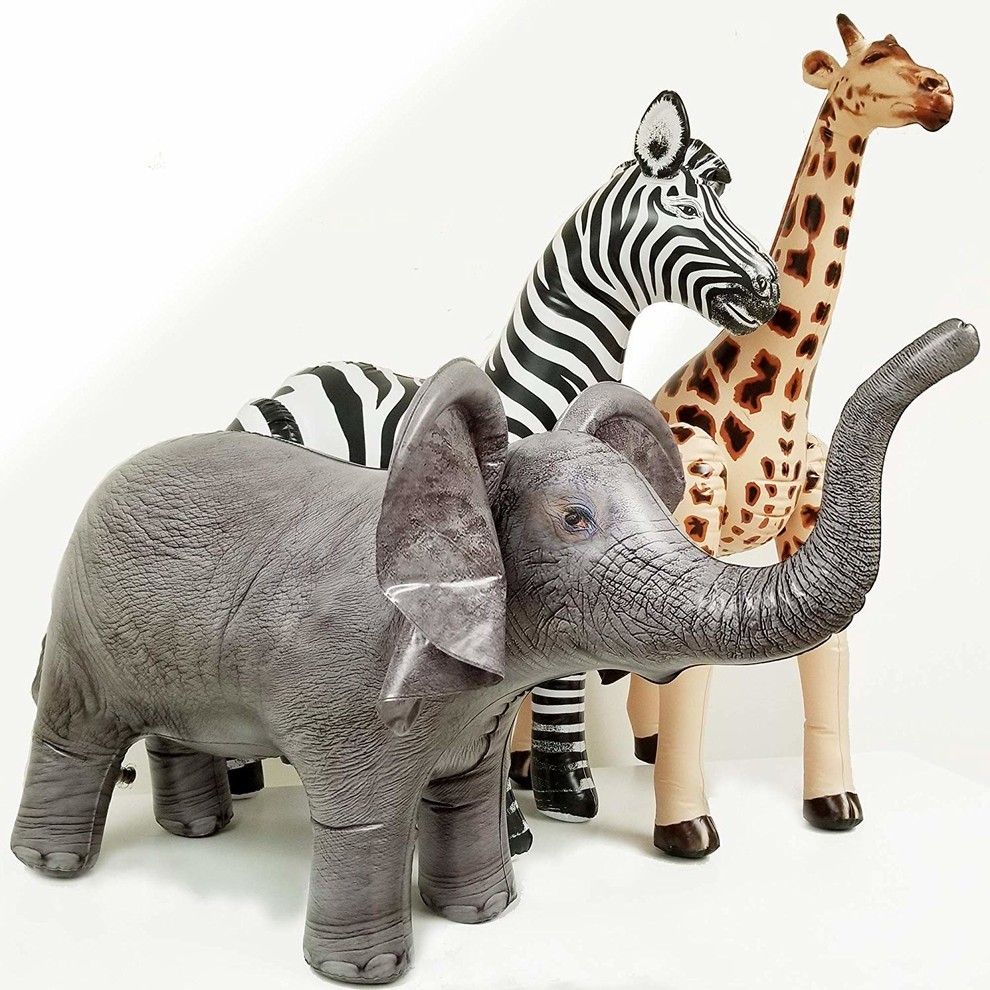 30-55cm Inflatable Elephant Giraffe Zoo Animal  Kids Novelty Toy Gift 