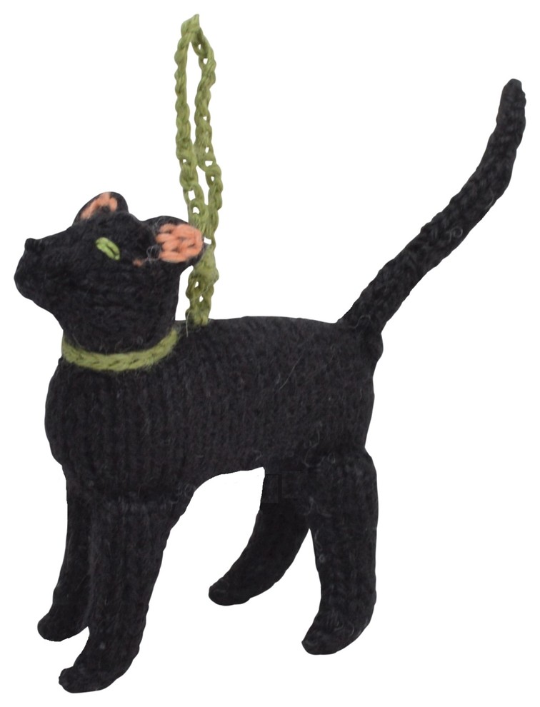 Black Cat Hand Knit Christmas Ornament Arcadia Home main image 1