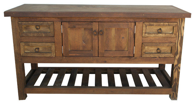 Belmont Reclaimed Wood Rustic Bathroom Vanity, 55"x20"x32" - Rustic - Bathroom Vanities And Sink 