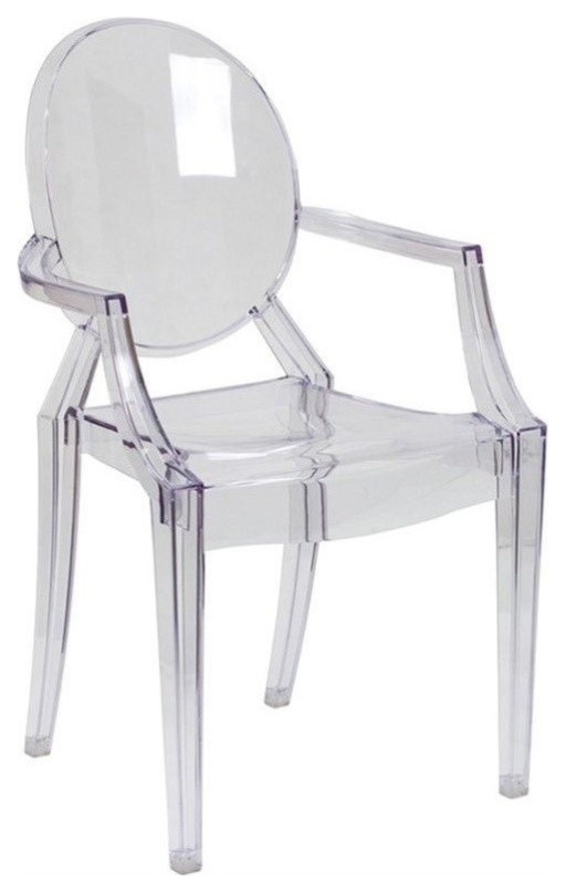Bowery Hill Ghost Dining Chair with Arms in Transparent Crystal
