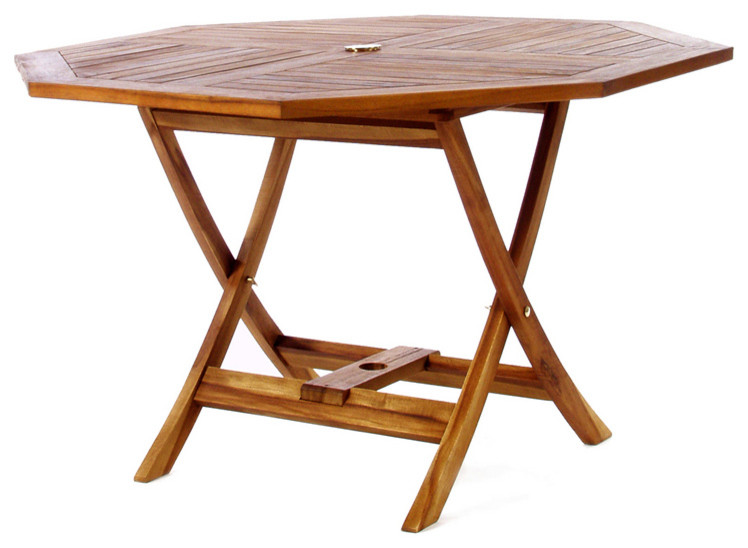 Teak Octagon Paito Table Transitional Outdoor Dining Tables