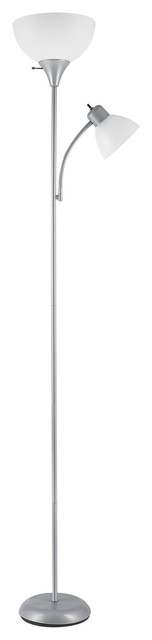 Delilah 72" Torchiere Floor Lamp With Adjustable Reading Light, Silver